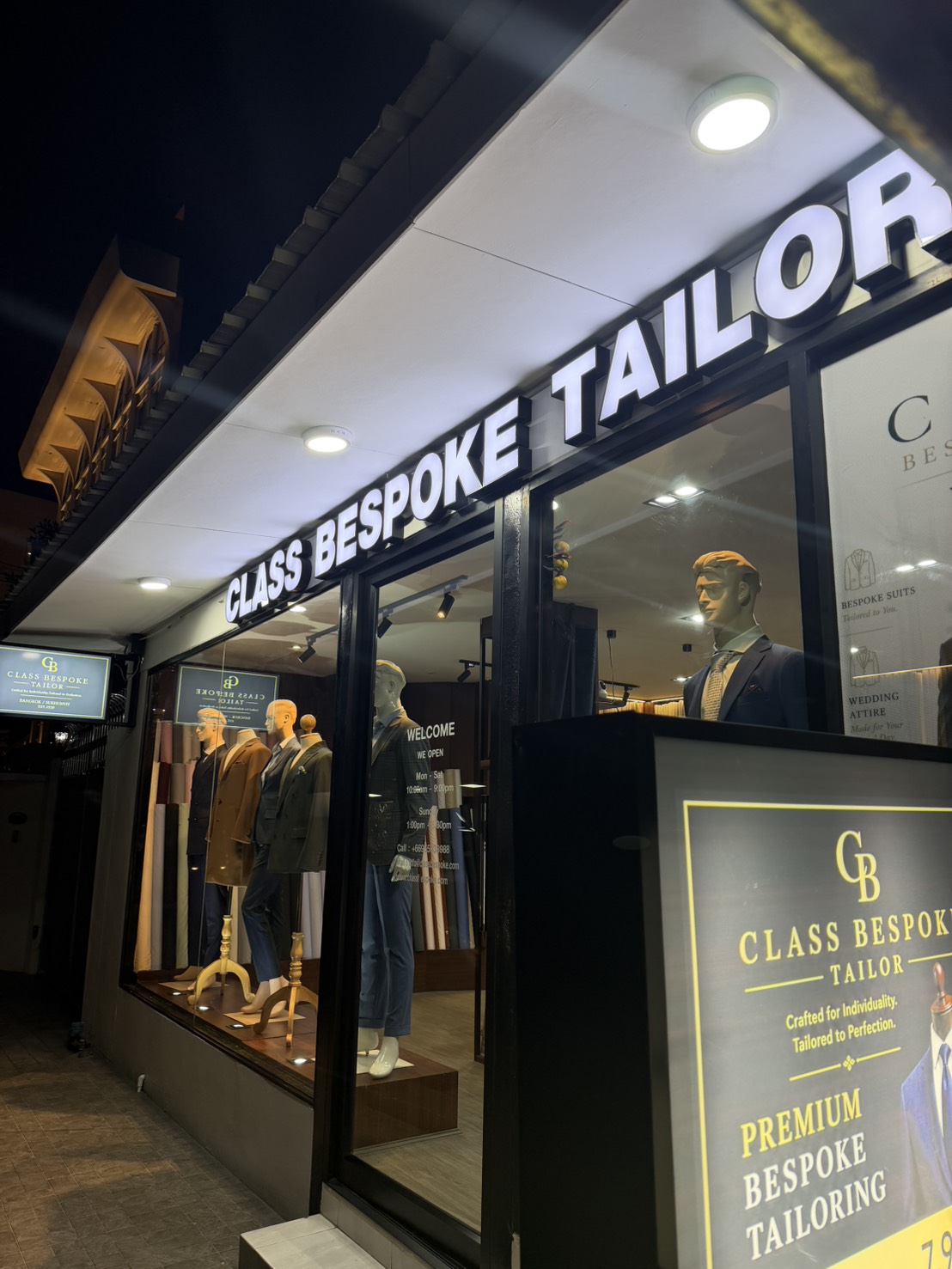 Bespoke suits displayed at Class Bespoke Tailor Bangkok